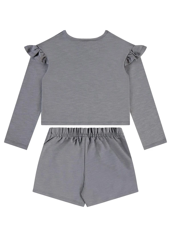 Guloseima - Conjunto com Blusão e Short-Saia Cinza 2
