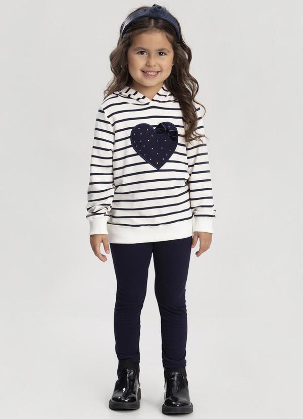 Alakazoo - Conjunto com Blusão Listrado e Calça Lisa Cinza