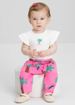 Conjunto com Body e Calça Up Baby Branco - UP BABY