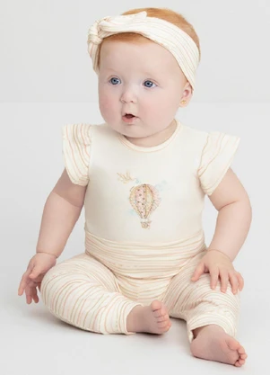 Conjunto com Body e Calça Up Baby Branco - UP BABY