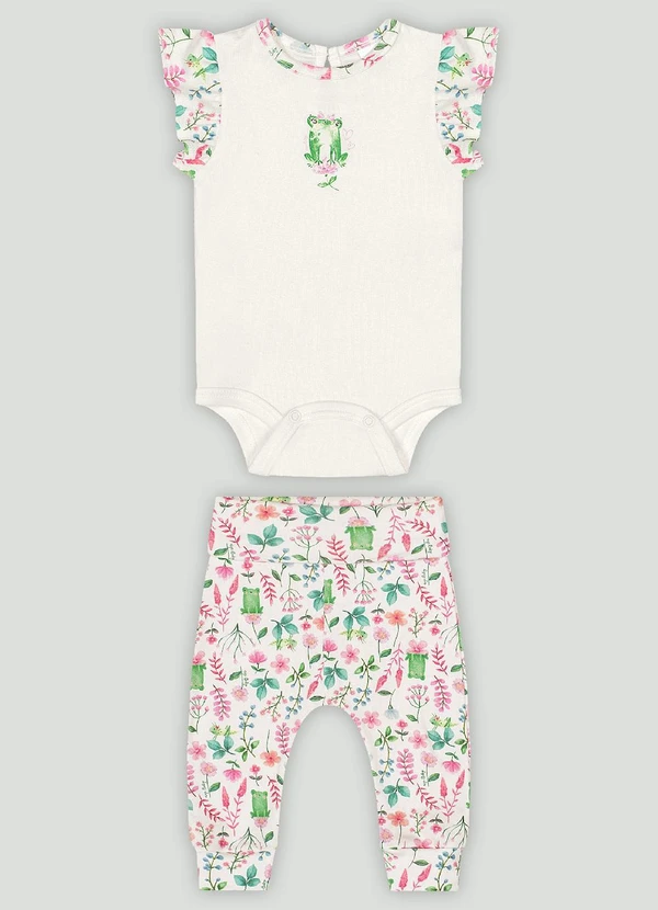 Up Baby - Conjunto com Body e Calça Up Baby Branco