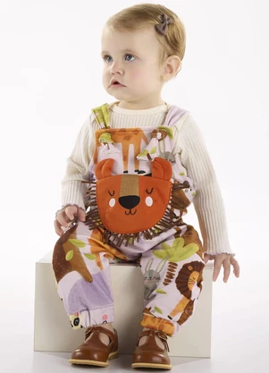 Três e Já - Conjunto com Body e Jardineira Bege - TRÊS E JÁ