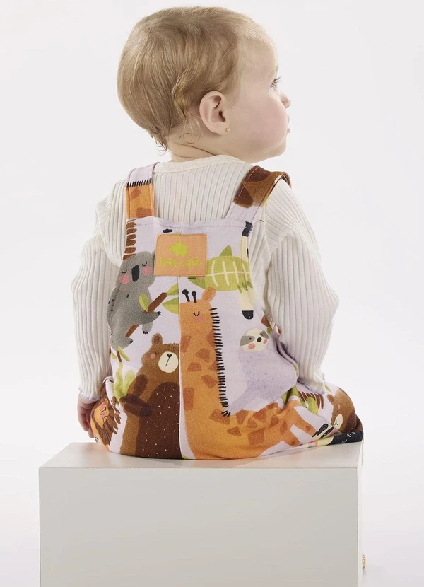 Três e Já - Conjunto com Body e Jardineira Bege 2