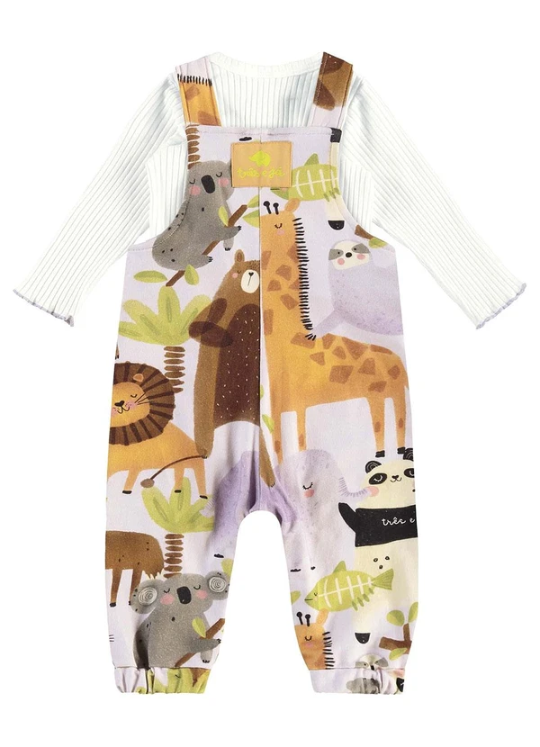 Três e Já - Conjunto com Body e Jardineira Bege 4