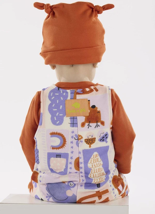 Três e Já - Conjunto com Body e Jardineira Laranja 2