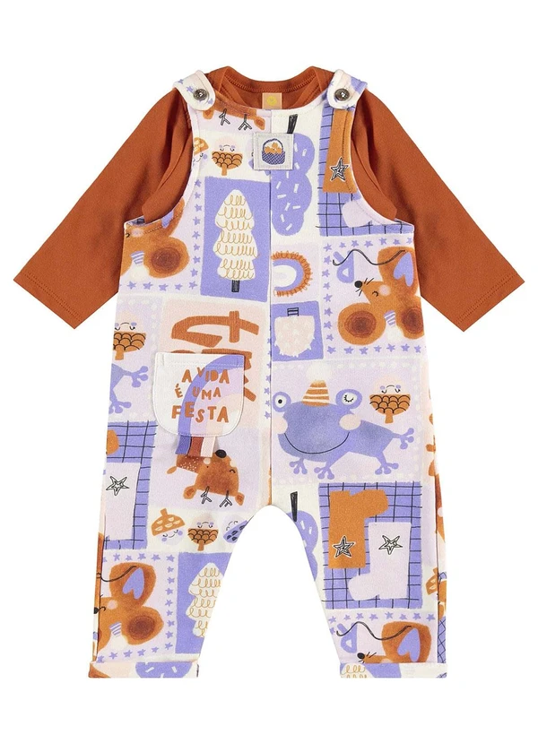 Três e Já - Conjunto com Body e Jardineira Laranja 3