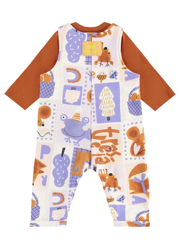 Três e Já - Conjunto com Body e Jardineira Laranja 4