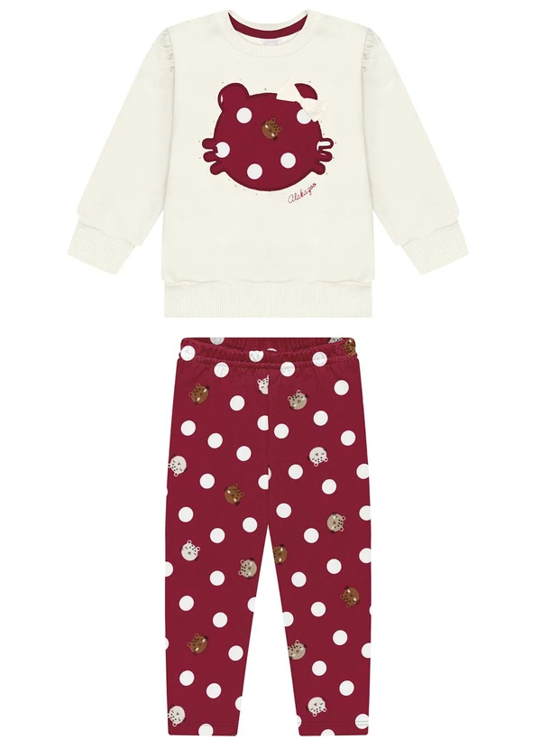 Alakazoo - Conjunto com Calça e Blusão Bordado Vermelho