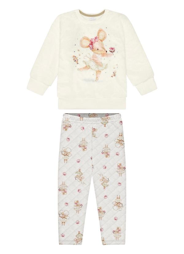 Alakazoo - Conjunto com Calça e Blusão com Strass Bege 2