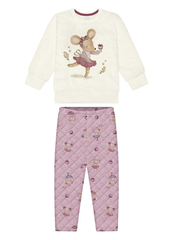 Alakazoo - Conjunto com Calça e Blusão com Strass Rosa 1