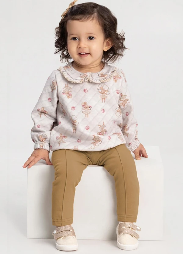 Alakazoo - Conjunto com Calça e Blusão Estampado Bege