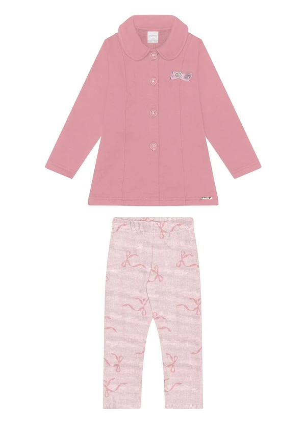 Alakazoo - Conjunto com Calça e Casaco em Moletom Rosa