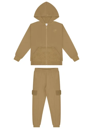 Alakazoo - Conjunto com Calça e Jaqueta de Zíper Bege - ALAKAZOO