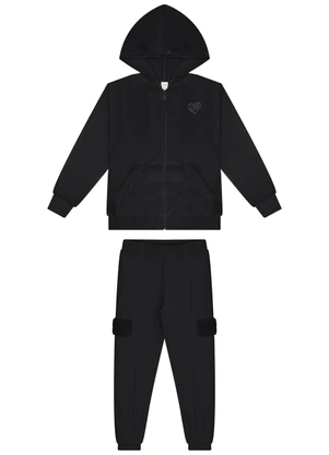 Alakazoo - Conjunto com Calça e Jaqueta de Zíper Preto - ALAKAZOO