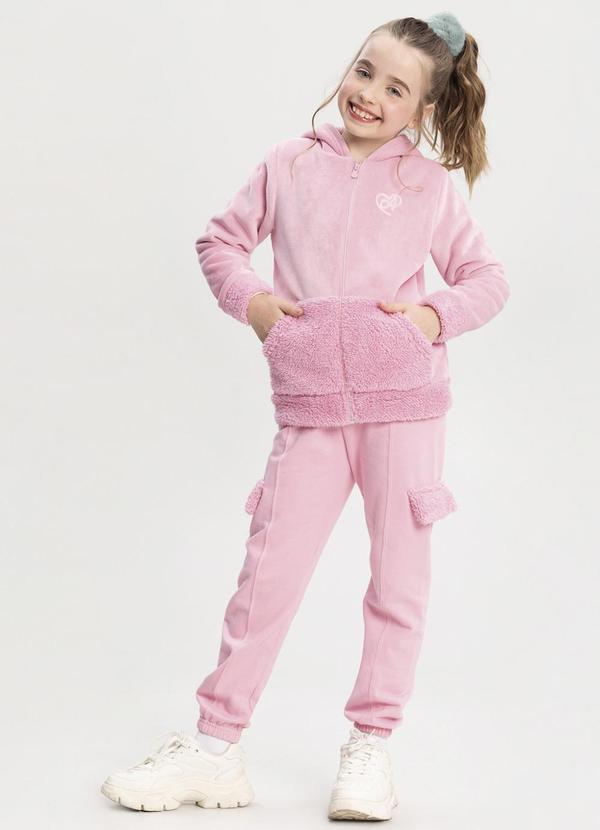 Alakazoo - Conjunto com Calça e Jaqueta de Zíper Rosa