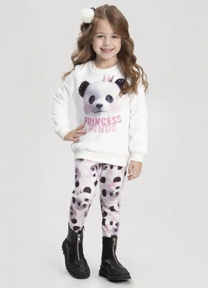 Alakazoo - Conjunto com Calça Estampada e Blusão Branco - ALAKAZOO