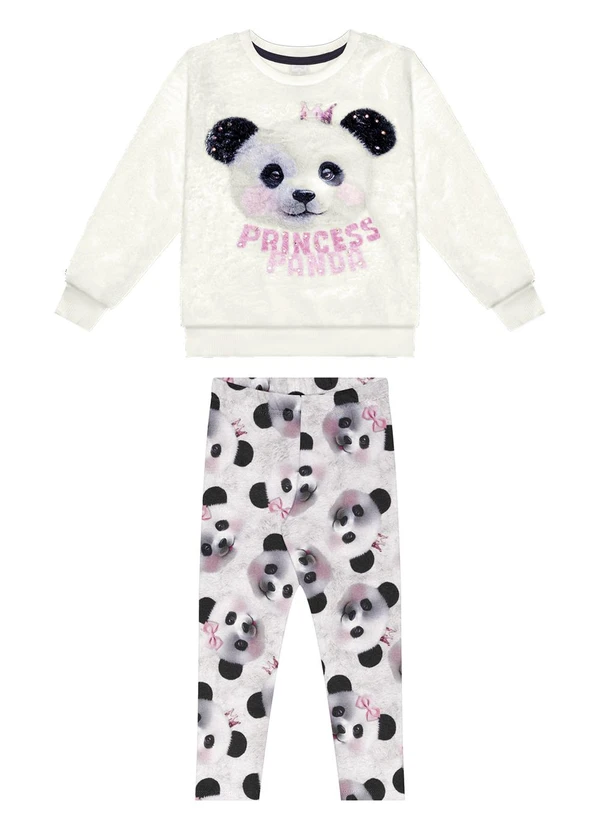 Alakazoo - Conjunto com Calça Estampada e Blusão Branco 2