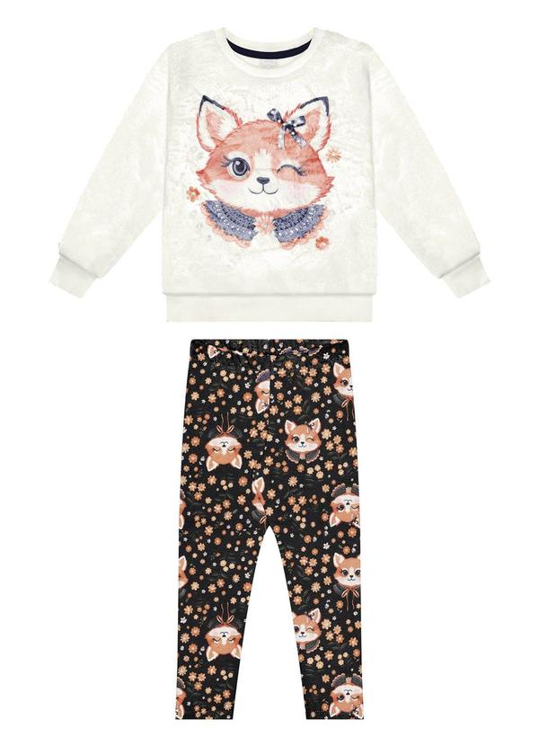 Alakazoo - Conjunto com Calça Estampada e Blusão Off White