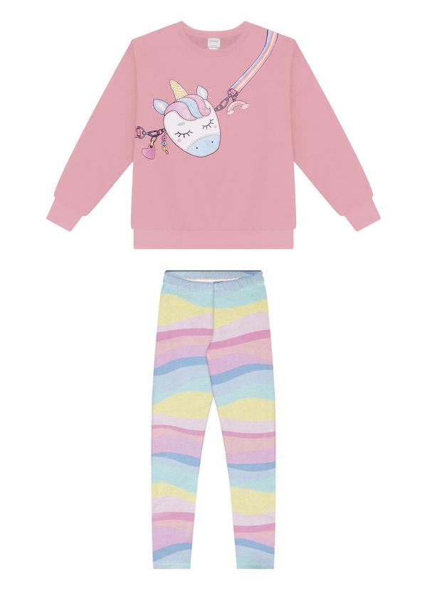 Alakazoo - Conjunto com Calça Estampada e Blusão Rosa 2