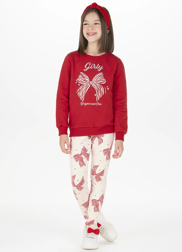Alakazoo - Conjunto com Calça Legging e Blusão Vermelho