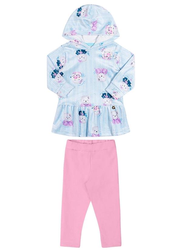 Alenice - Conjunto com Capuz Estampado Menina Azul
