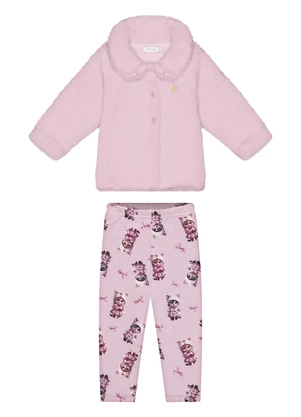 Alakazoo - Conjunto com Casaco em Pelo Carneirinho Rosa - ALAKAZOO