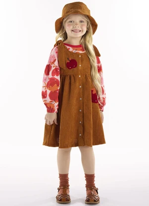 Três e Já - Conjunto com Cropped e Vestido Marrom - TRÊS E JÁ