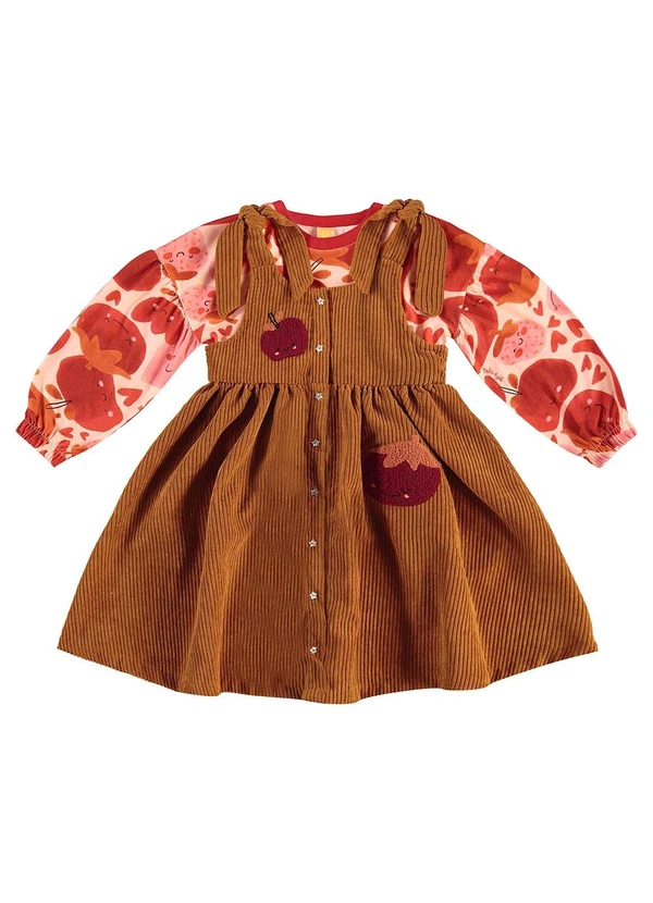 Três e Já - Conjunto com Cropped e Vestido Marrom 2