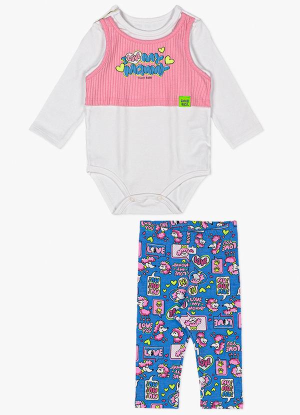 Momi - Conjunto com Estampa de Lettering Azul