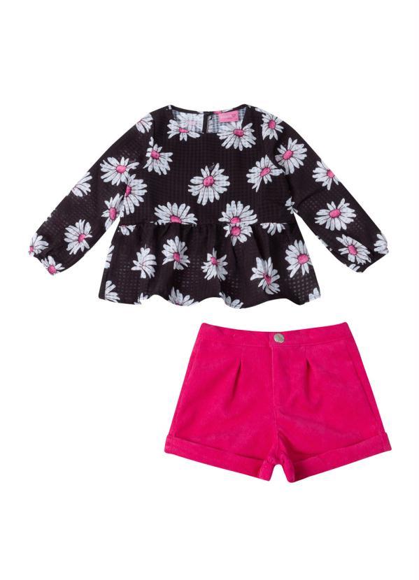 Momi - Conjunto com Estampa Preto e Rosa