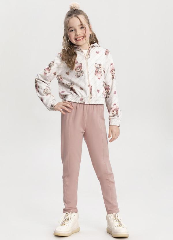 Alakazoo - Conjunto com Jaqueta Estampada e Calça Lisa Bege 1