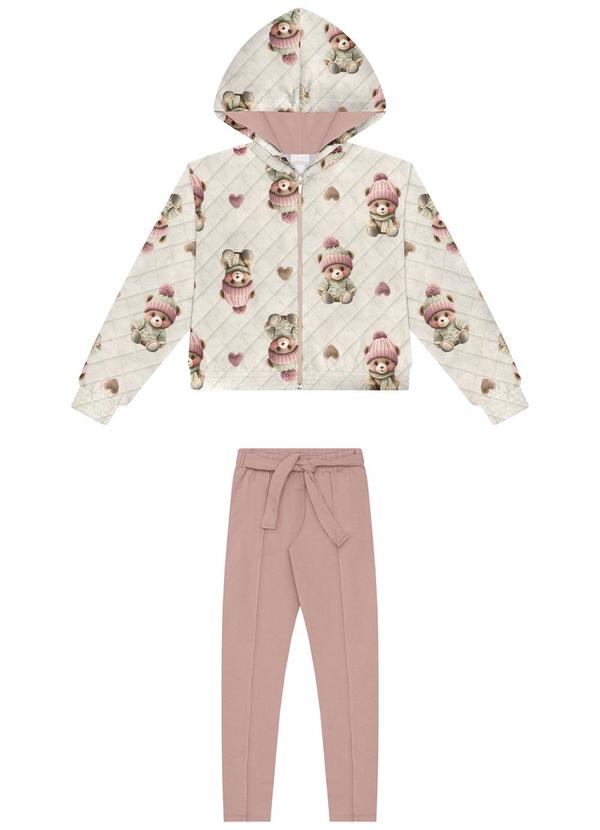 Alakazoo - Conjunto com Jaqueta Estampada e Calça Lisa Bege 2