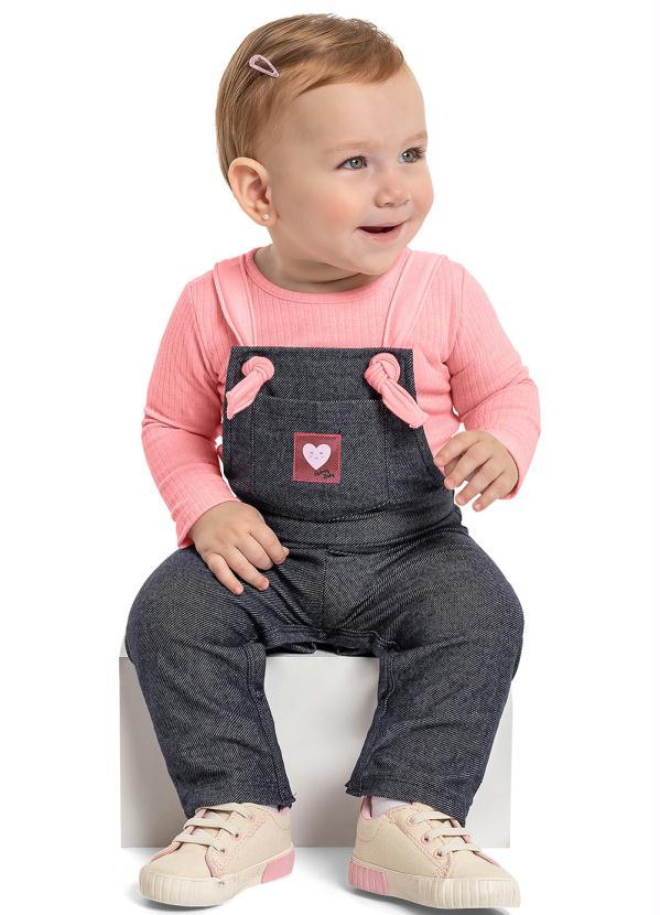 Quimby - Conjunto com Jardineira e Blusa Rosa