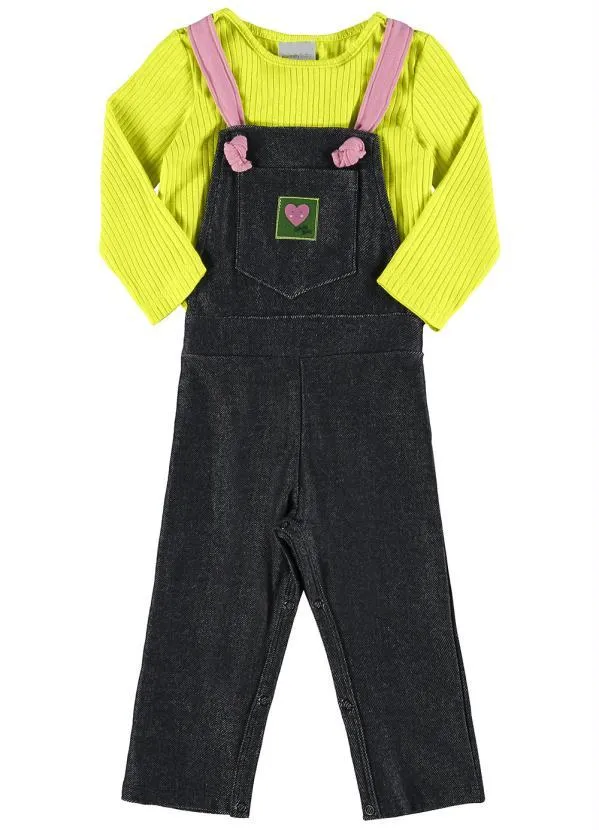 Quimby - Conjunto com Jardineira e Blusa Verde