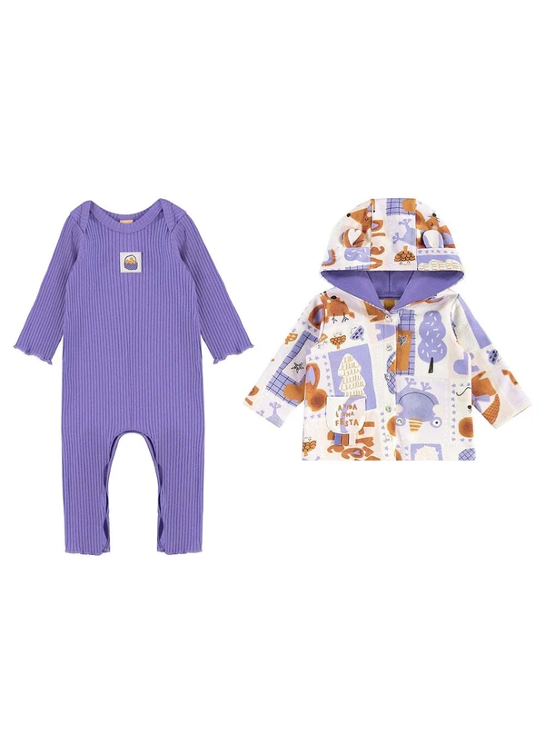 Três e Já - Conjunto com Macacão e Jaqueta Bege 3