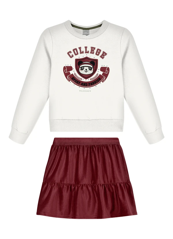 Alakazoo - Conjunto com Saia Shorts e Blusão Vermelho