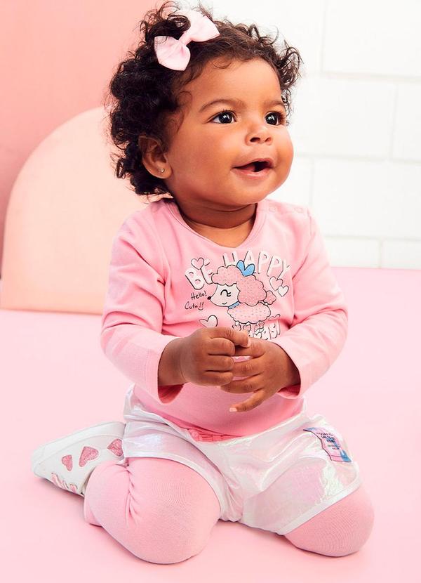 Momi - Conjunto com Short Holográfico Rosa