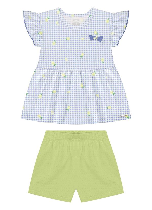 Alakazoo - Conjunto com Shorts e Blusa de Manga Curta Azul 1