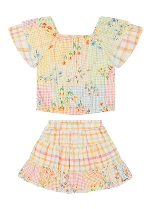 Alakazoo - Conjunto com Shorts Saia e Blusa Amarelo - ALAKAZOO