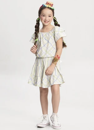 Alakazoo - Conjunto com Shorts Saia e Blusa Estampada Azul - ALAKAZOO