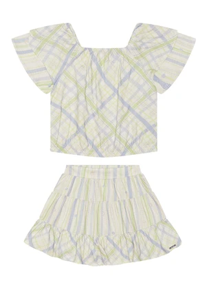 Alakazoo - Conjunto com Shorts Saia e Blusa Estampada Azul - ALAKAZOO