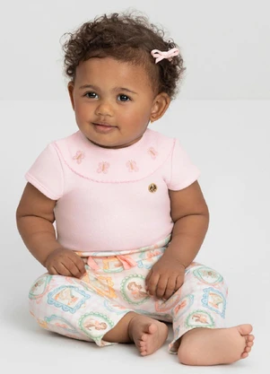 Conjunto Comfy Bebê com Body e Calça Up Baby Rosa - UP BABY