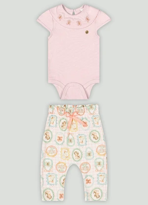 Conjunto Comfy Bebê com Body e Calça Up Baby Rosa - UP BABY