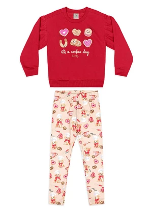 Quimby - Conjunto Cookie Mood Felpado Vermelho - QUIMBY