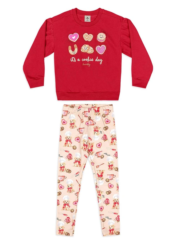 Quimby - Conjunto Cookie Mood Felpado Vermelho 2