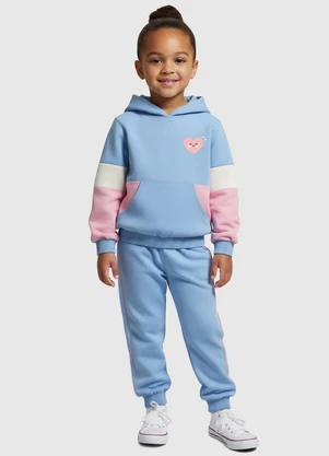 Malwee Kids - Conjunto Coração com Glitter em Moletom Azul - MALWEE KIDS