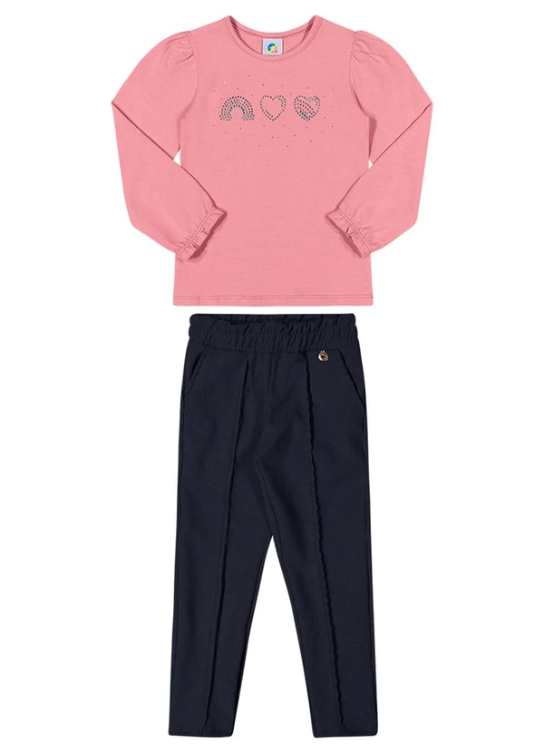 Outlet - Conjunto Coração Menina Rosa 