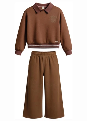 Carinhoso - Conjunto Coração Wide Leg Marrom - CARINHOSO