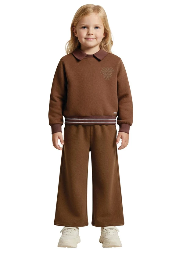 Carinhoso - Conjunto Coração Wide Leg Marrom