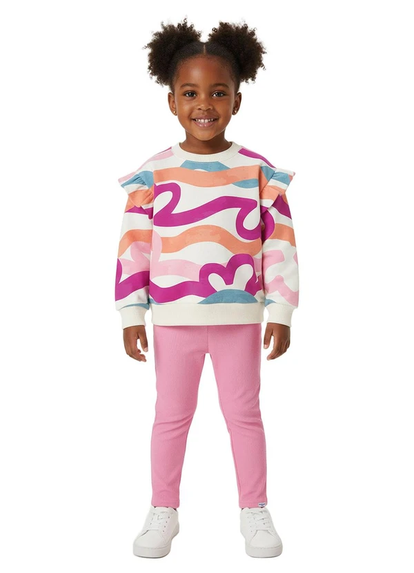 Malwee Kids - Conjunto Corações com Babado Off White